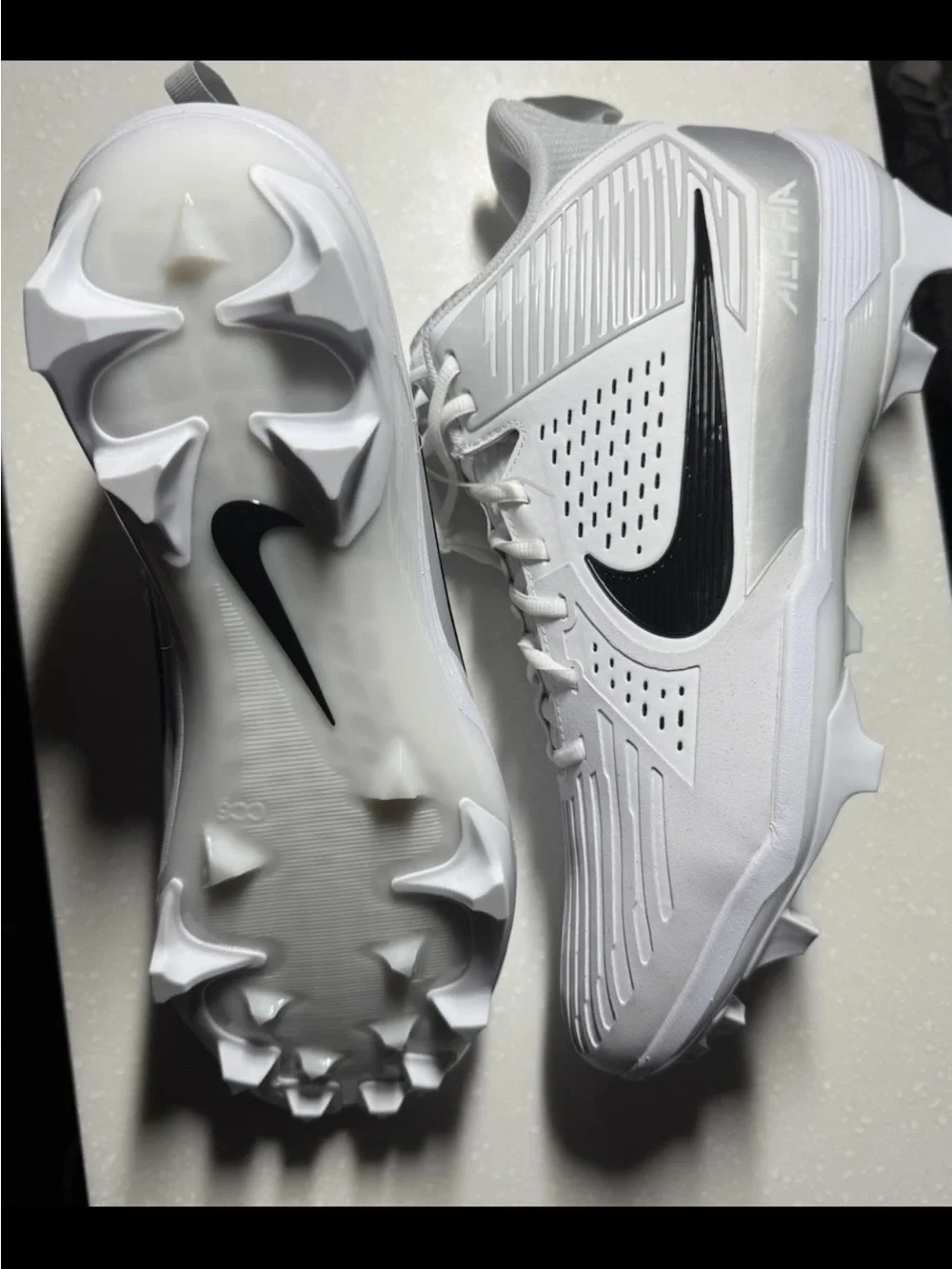 Nike Football Cleats Lineman White Silver Alpha Menace Strong IB2572106
